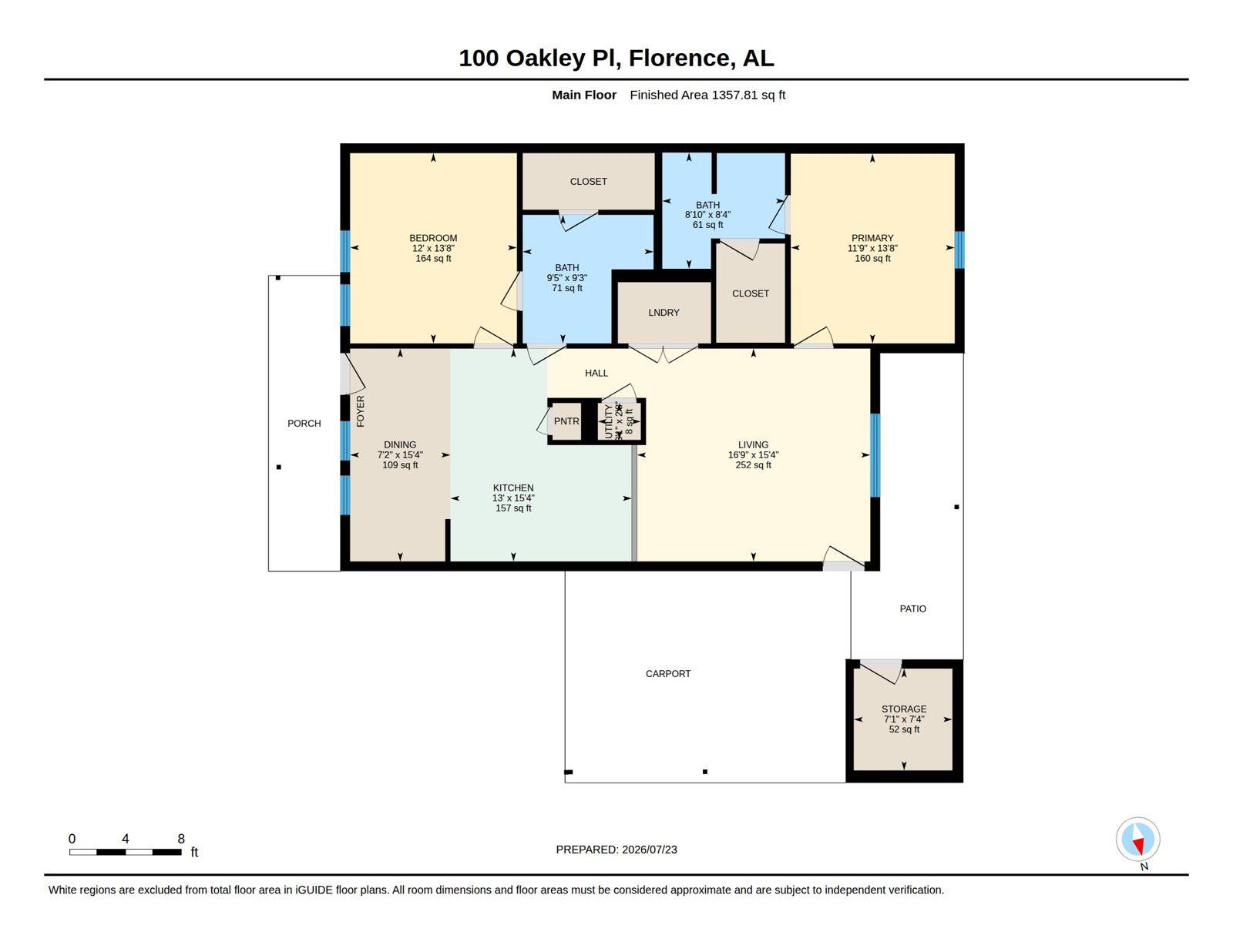 Two-bedroom duplex floor plan with carport and storage